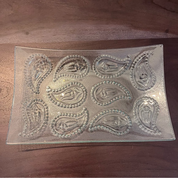 tj maxx Other - Glass Clear Paisley Rectangular Catchall Key Tray Plate Decor TJ Maxx
